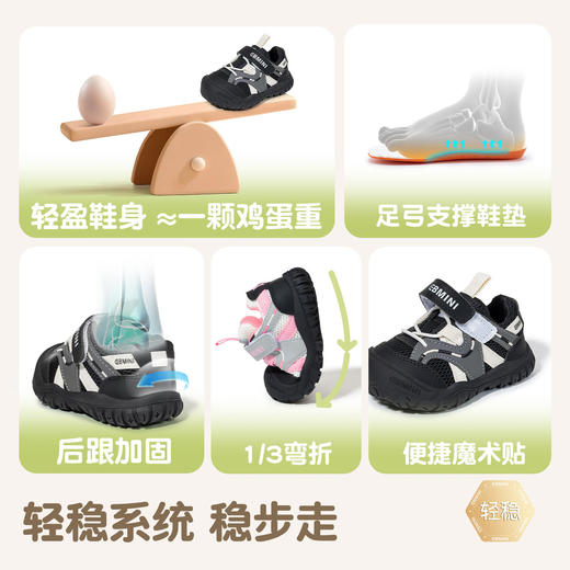 EBMINI英贝米尼儿童运动鞋2026春季新款男童户外登山鞋女童软底跑步鞋子18-27 商品图3