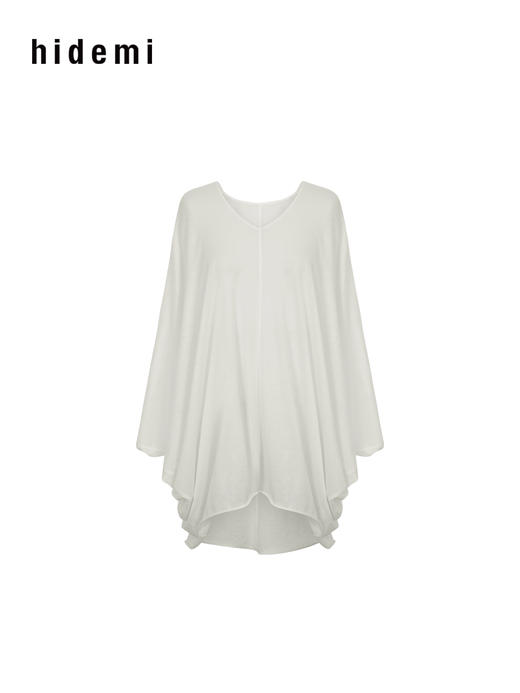 hidemi副线小h V领松弛廓形卷边长袖T恤连衣裙 商品图12