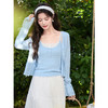 鹿向南「海盐气泡」法式浅蓝色针织衫开衫外套显瘦上衣女春季新款 商品缩略图1