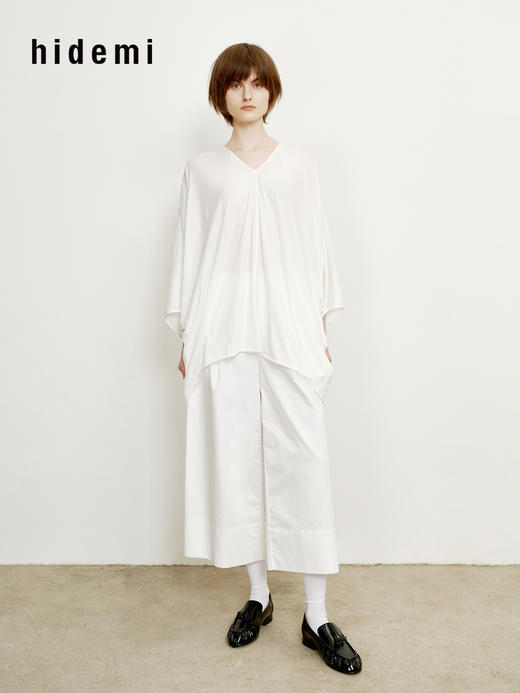 hidemi副线小h V领松弛廓形卷边长袖T恤连衣裙 商品图8