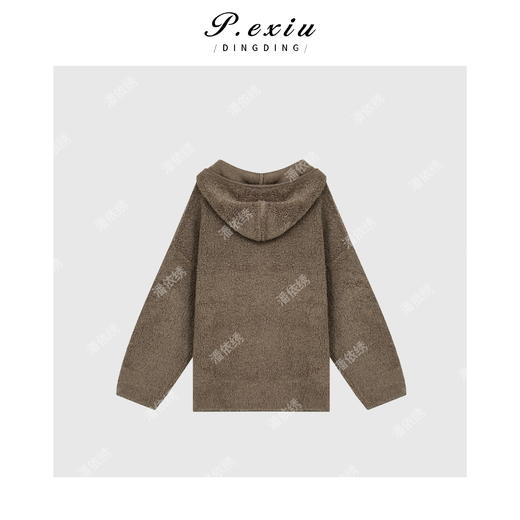 A008潘依绣丁丁宠粉100羊-毛设计感保暖百搭连帽半拉链毛衣 Q1236 商品图1