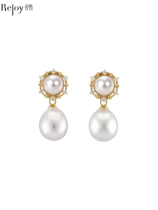 【挚友限定】两戴款 太阳花-18K金澳白珍珠耳夹 商品图0