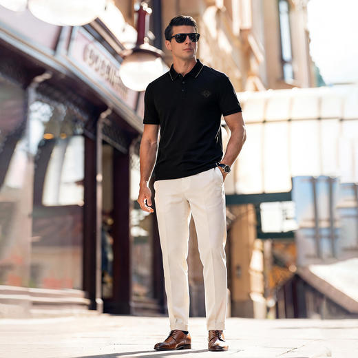 【桑蚕丝亚麻】【DG】大依优型大码男装夏季翻领POLO衫短袖上衣棉质商务休闲百搭T恤300斤 商品图1