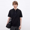 gxgjeans男装 黑色半拉链宽松华夫格休闲立领短袖t恤男26夏新品 商品缩略图1