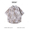26CS44SDSA男装2026新款日系复古格纹衬衫做旧涂鸦设计感宽松短袖衬衣 商品缩略图1