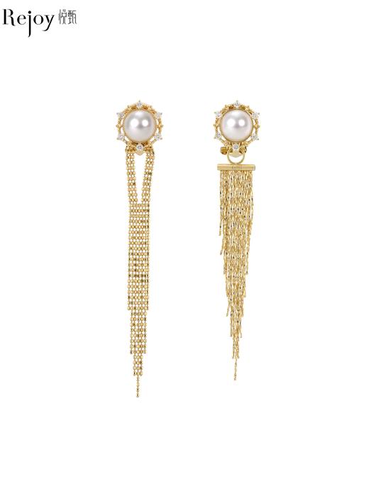 【挚友限定】太阳花-18K金Akoya珍珠流苏耳夹 商品图0