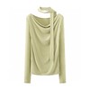 F022728春季新款荡领T恤休闲长袖修身飘带上衣 商品缩略图9