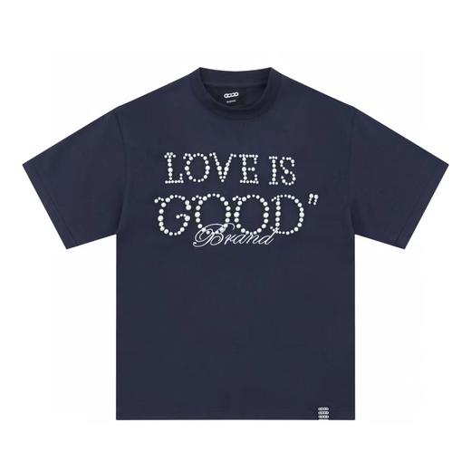 F022730珍珠标语字母情侣宽松显瘦圆领短袖T恤 商品图5