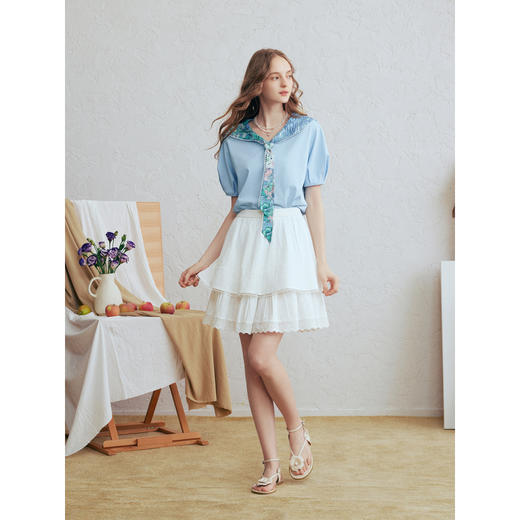 两三事 杏仁奶心 2026春季新款蕾丝花边裙摆蛋糕裙高腰短裙半身裙 商品图2