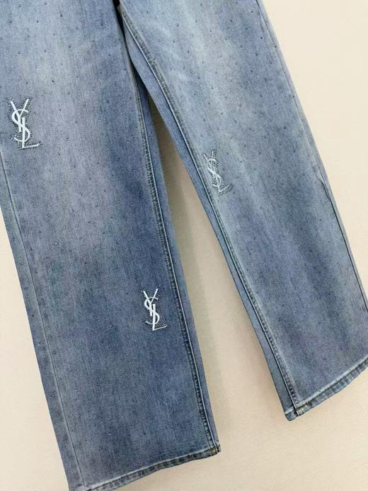 YSL 26年早春系列 *新款刺绣字母烫钻牛仔直筒裤 商品图4