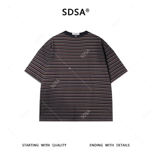 9777SDSA男装2026新款休闲圆领T恤印花撞色短袖春夏百搭条纹清新风 商品图5