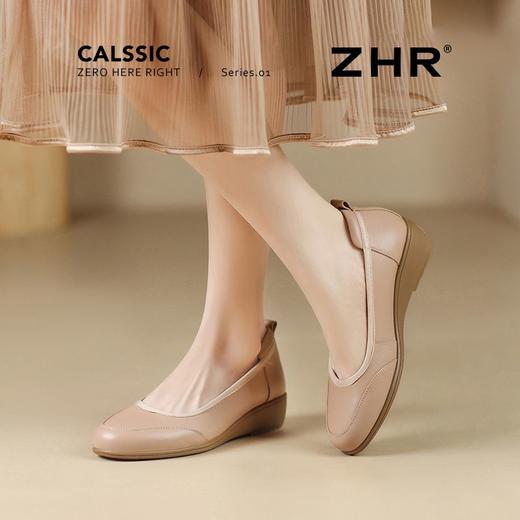 ZHR则则头层牛皮浅口单鞋软底一脚蹬妈妈单鞋真皮黑色小皮鞋通勤 商品图9