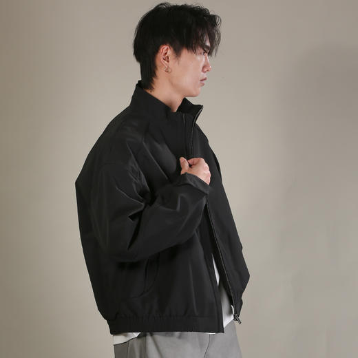 DRONKOO 2026 立领左胸金属标肩袖滚条下摆橡筋中厚夹克 商品图2