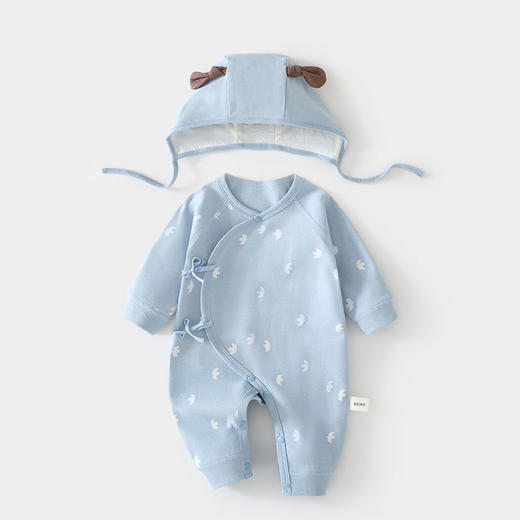 新生儿蝴蝶衣送帽子婴儿连体衣哈衣春秋纯棉初生和尚服爬服宝宝 商品图3
