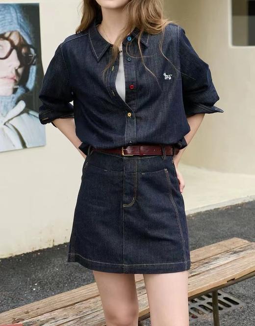 F022727慵懒风复古水洗牛仔衬衫女春季新款叠穿衬衣 商品图4