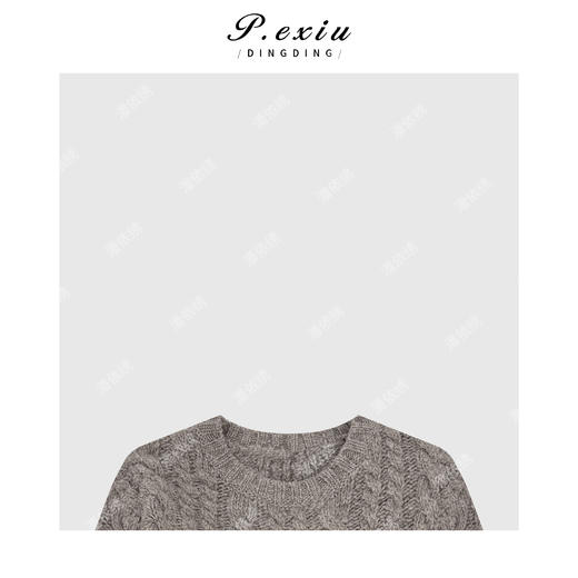 A008潘依绣丁丁宠粉100羊-毛 知性简约麻花编圆领毛衣 Q1259 商品图2