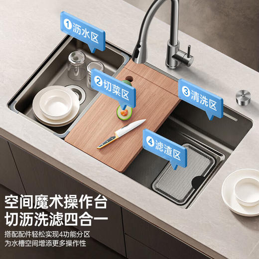 海尔水槽大单槽洗菜盆一体盆单槽厨房304不锈钢水槽双重滤渣洗碗槽 商品图5