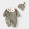 新生儿婴儿蝴蝶衣舒绒连体衣宝宝春秋送帽子爬服初生和尚服哈衣 商品缩略图1