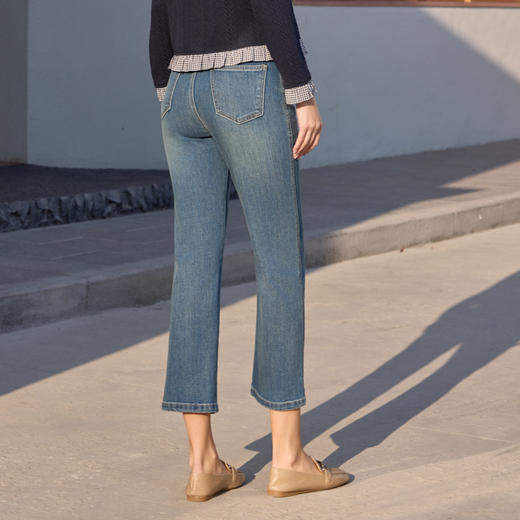 半身缘女裤 春季舒适百搭九分烟管牛仔裤261202M30120187 商品图1