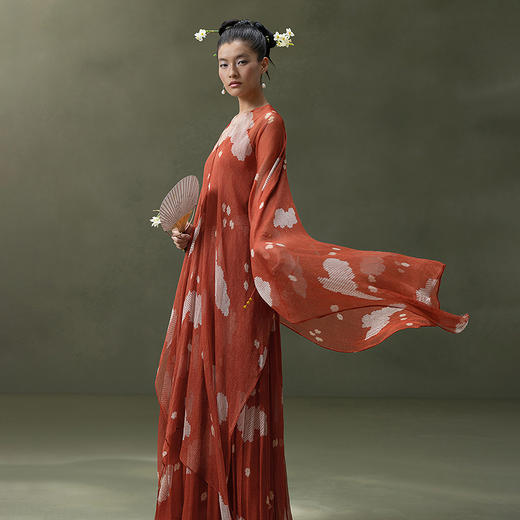 【林栖设计小店】浮云逸然|桑蚕丝优雅宽松百搭多色2026夏新款鱼子缬印花披肩1962011 商品图10