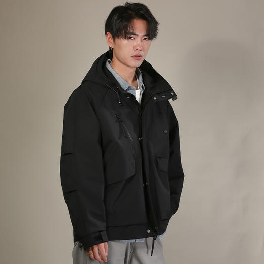 DRONKOO 2026 连帽一侧拉链一侧袋盖工装户外风微阔中厚夹克 商品图3