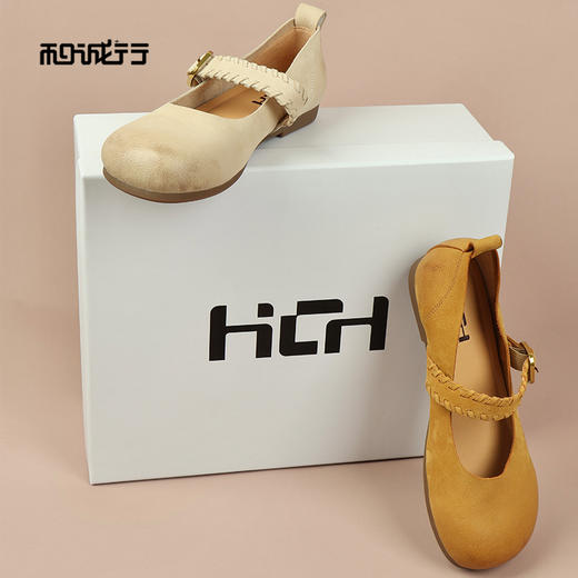 和诚行2026春季新款复古圆头编织一字扣带玛丽珍浅口休闲鞋0810279 商品图2