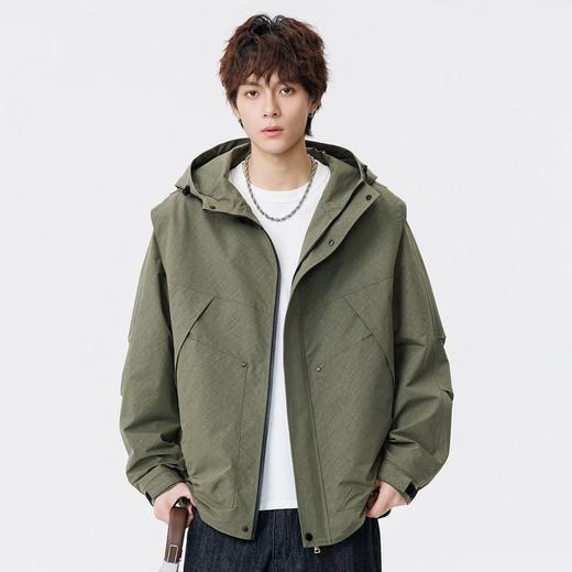 【DSL】大依优型大码男装春秋休闲夹克连帽百搭运动长袖外套加大码上衣 商品图1