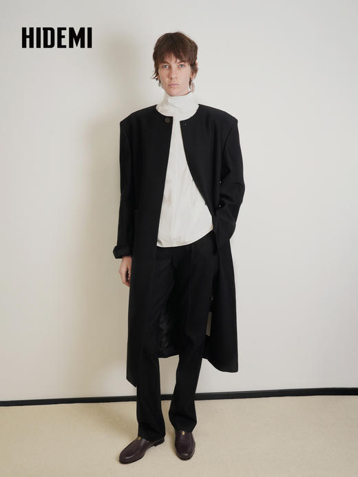 HIDEMI 绵羊毛经典立裁褶裥显瘦锥裤西裤长裤 商品图4
