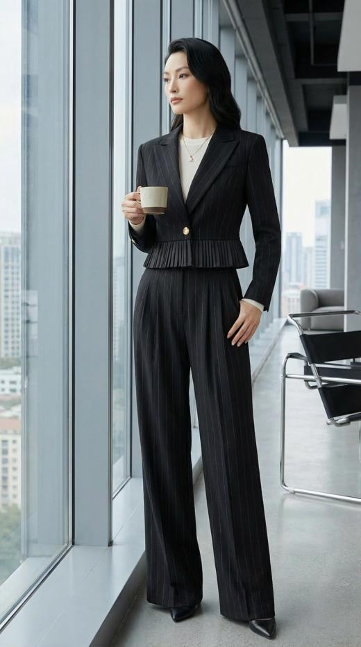 HN 下摆碎褶造型短款西服外套 商品图1