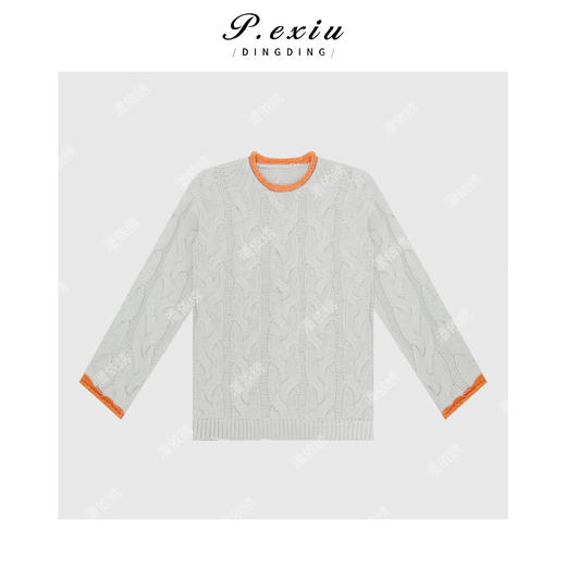 A008潘依绣丁丁宠粉【格调派对】羊-毛撞色圆领重工绞花长袖毛织针织L2512 商品图1