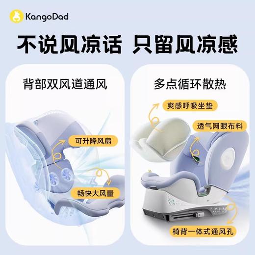 袋鼠爸爸星途Air新国标儿童安全座椅0-12岁通风遮阳175°大躺角 商品图3