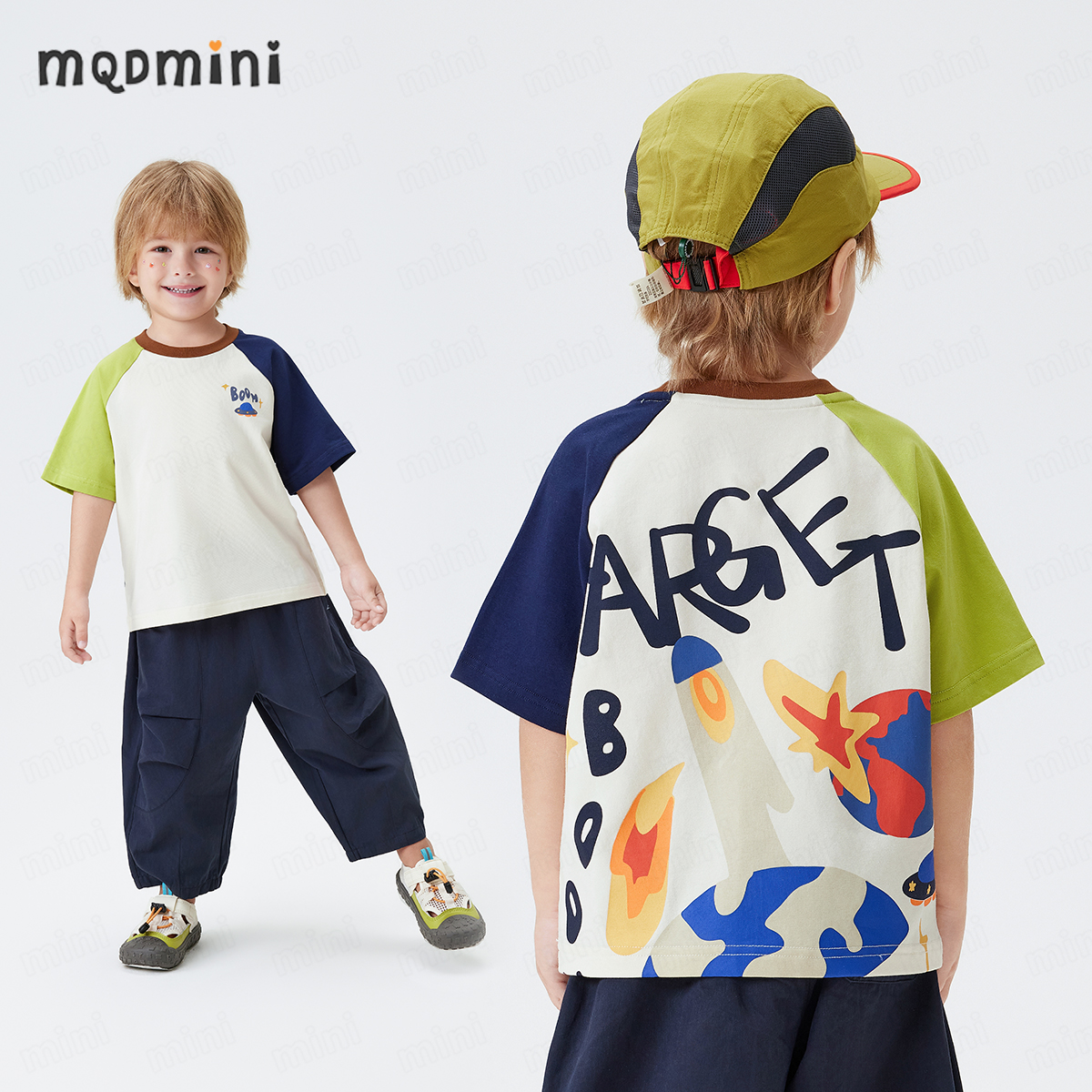 【10A抑菌】【90-140】【MQDmini】男女童夏季卡通印花短袖T恤