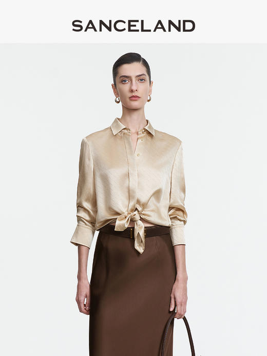 三石一澜SANCELAND桑蚕丝桑波缎衬衣SK11101021 商品图2