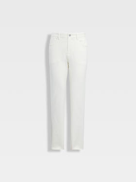 callisto米白色棉弹直筒微收脚牛仔裤