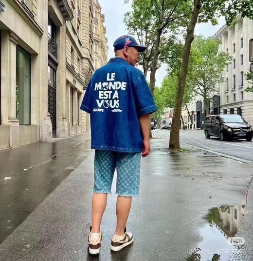 F022734早春新款后背植绒地球牛仔马甲衬衫 商品图4