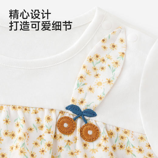 英氏儿童衣服女童夏季短袖T恤针织纯棉百搭碎花圆领上衣可爱百搭 商品图1