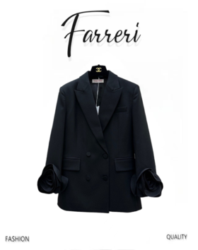 香奶奶 羊毛西装外套 纯手工立体花朵