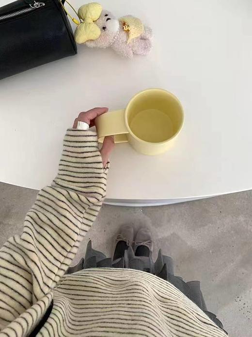 F022713黑灰细条纹宽松连帽兔绒针织衫卫衣 商品图5