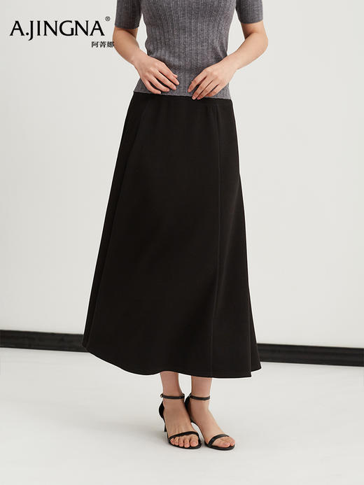 【Lu系高端】阿菁娜春季新款春秋新款Lu系高端面料半身裙桑蚕丝绵羊毛混纺微弹亲肤如第二层肌肤F31C213003 商品图2