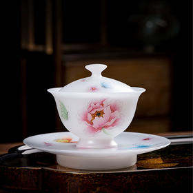 聚德亚光118号手绘盖碗