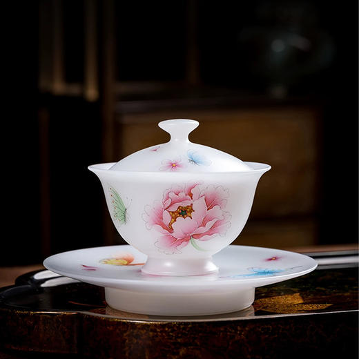 聚德亚光118号手绘盖碗 商品图0