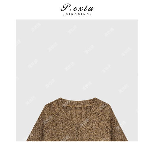 A008潘依绣丁丁宠粉慵懒风软糯高级V领长袖毛衣Q8712 商品图2