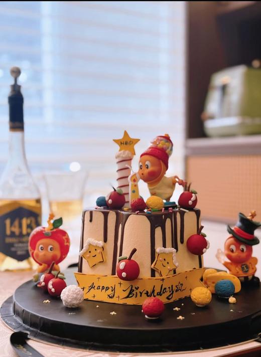 星星人吹蜡烛卡通蛋糕-低糖处理无添加 商品图0