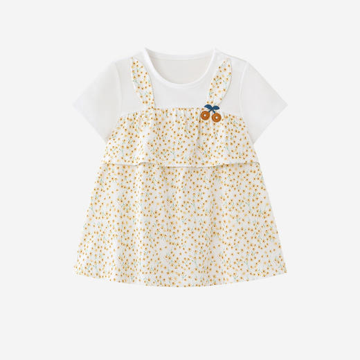 英氏儿童衣服女童夏季短袖T恤针织纯棉百搭碎花圆领上衣可爱百搭 商品图4