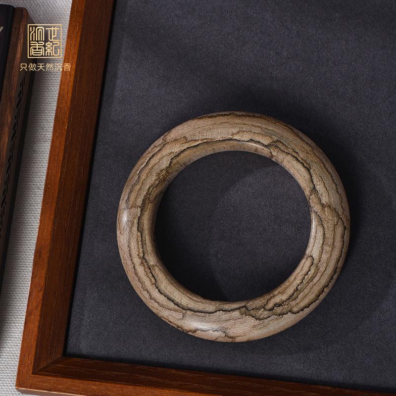 油线如缕 · 天然无饰 | 天然马泥涝沉香手镯 约14mm 21克 SP9357