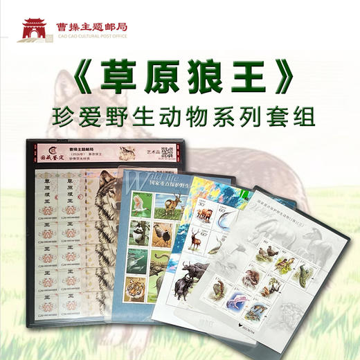 《草原狼王》珍爱野生动物邮票纪念券 | 中国邮政曹操主题邮局出品，纪念券10张+重点保护野*动物套票版张 商品图0