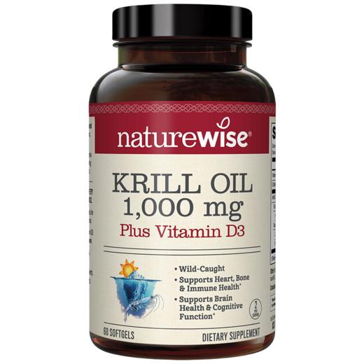 【两瓶减40，三瓶减120元】Naturewise牌磷虾油+维生素D3二合一款，60粒装 商品图0