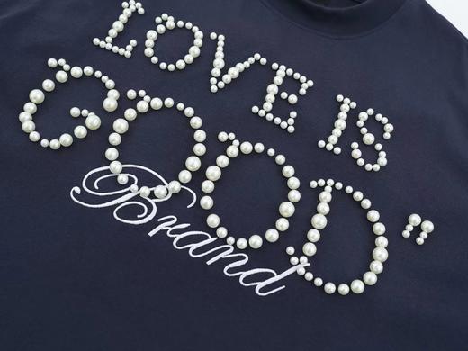 F022730珍珠标语字母情侣宽松显瘦圆领短袖T恤 商品图10