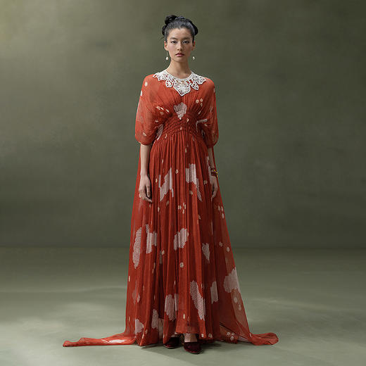 【林栖设计小店】浮云逸然|桑蚕丝鱼子缬印花优雅多色2026夏新款连衣裙两件套1962037 商品图9