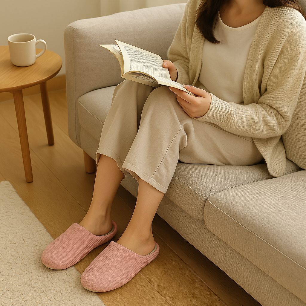 【日式四季棉拖鞋】居家居室内男女同款 无声软底大码防滑地板月子情侣静音棉拖鞋 